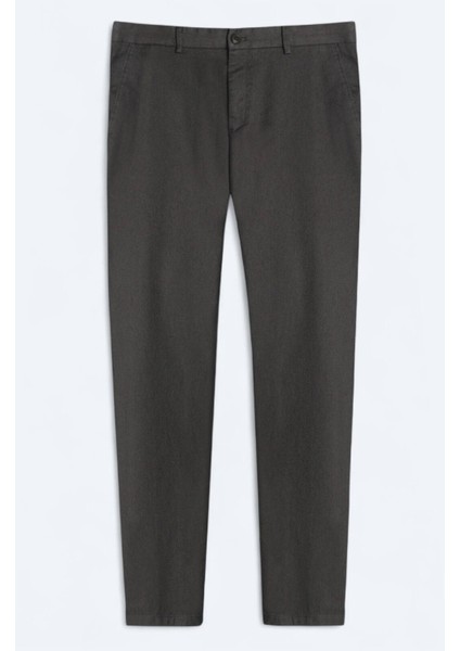 Haki Düz Dokuma Regular Fit Casual Pamuk Karışımlı Pantolon