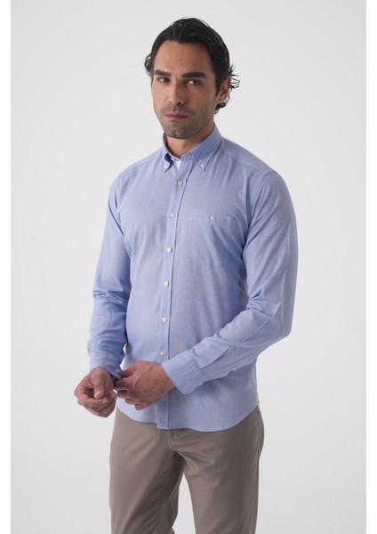 Erkek Regular Fit Uzun Kol Mavi Gömlek GMKTN250016_D35 fiyatları