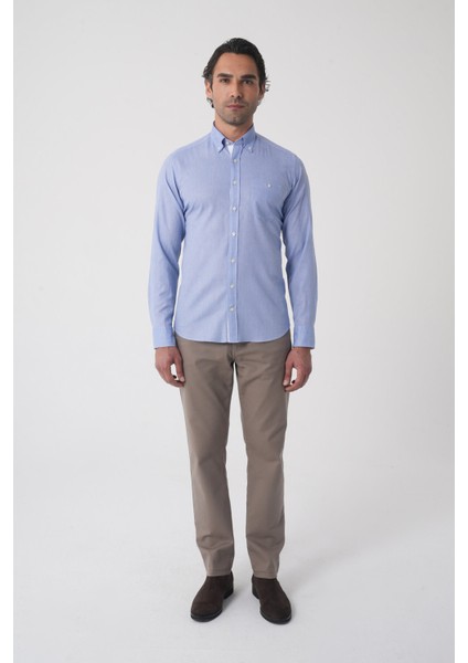 Erkek Regular Fit Uzun Kol Mavi Gömlek GMKTN250016_D35 modelleri