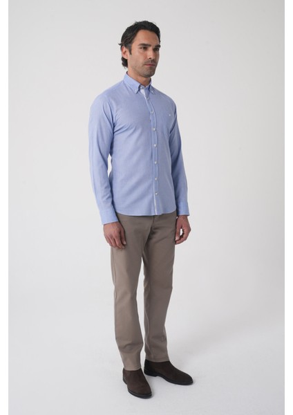 Erkek Regular Fit Uzun Kol Mavi Gömlek GMKTN250016_D35 fırsatları