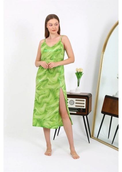 - Kadın Ip Askılı Uzun Parlak Micro Elbise Gecelik Yeşil fiyatları