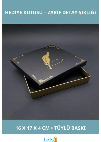Tüylü Kalem Tasarımlı Dekoratif Hediye Kutusu 16X17 cm