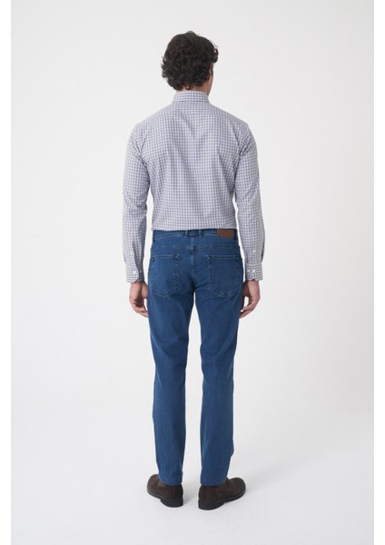 Erkek 5 Cepli Yıkamalı Jean Denim Pantolon Açık Lacivert PNJ25K25202_38 fiyatları