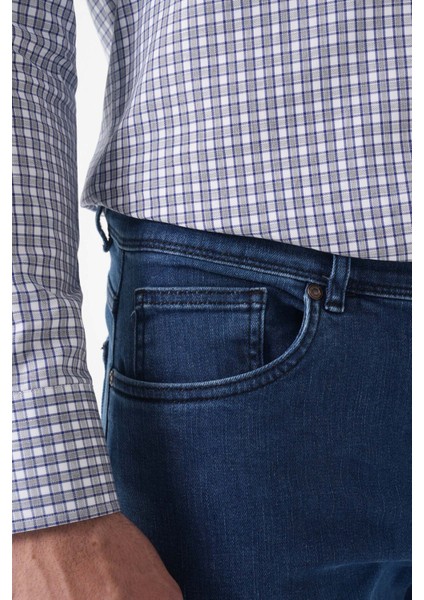 Erkek 5 Cepli Yıkamalı Jean Denim Pantolon Açık Lacivert PNJ25K25202_38 indirimleri