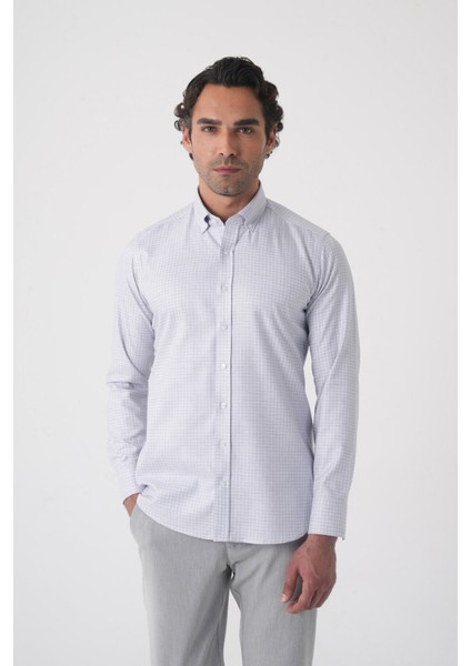 Regular Fit Paşa Yaka Pamuk Gri Erkek Gömlek GMEKS4K242004_D55 fiyatları
