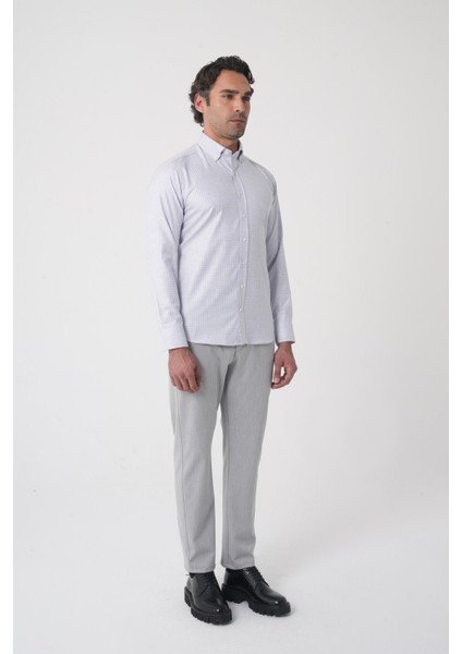 Regular Fit Paşa Yaka Pamuk Gri Erkek Gömlek GMEKS4K242004_D55 fırsatları