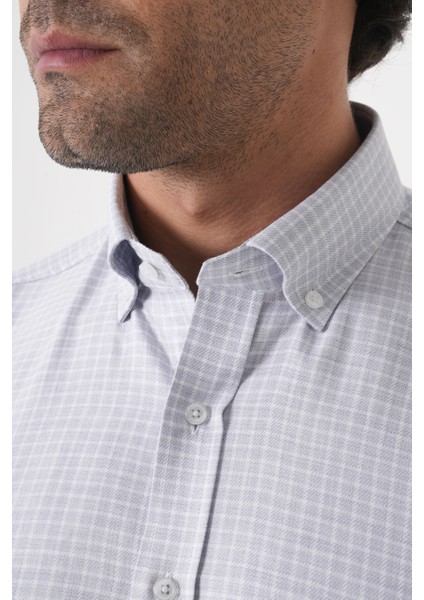 Regular Fit Paşa Yaka Pamuk Gri Erkek Gömlek GMEKS4K242004_D55 indirimleri