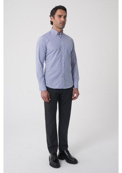 Regular Fit Uzun Kol Erkek Pamuk Lacivert Gömlek GMCZG250019_D39 modelleri