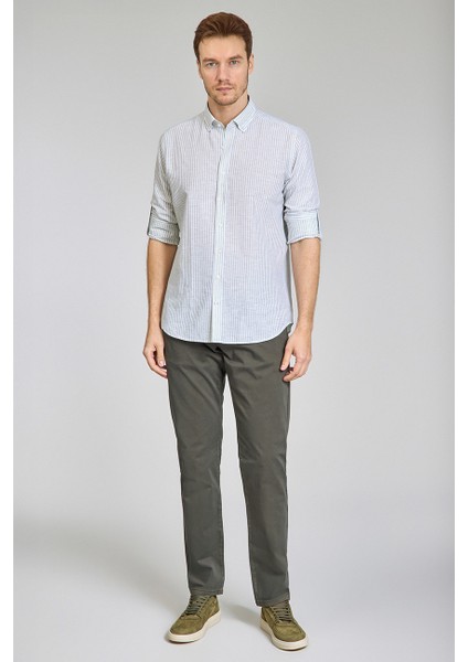 Regular Fit Paşa Yaka Yeşil Erkek Gömlek GMKTN3PS224018_D46 fiyatları