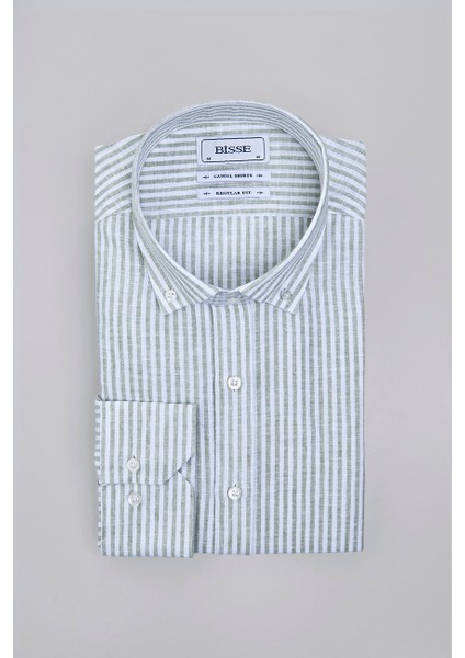 Regular Fit Paşa Yaka Yeşil Erkek Gömlek GMKTN3PS224018_D46 modelleri