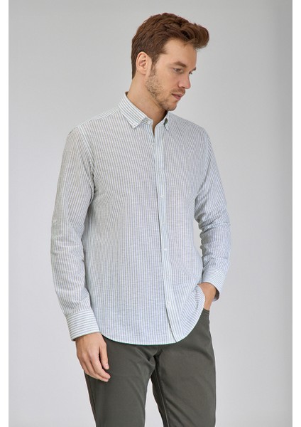 Regular Fit Paşa Yaka Yeşil Erkek Gömlek GMKTN3PS224018_D46 indirimleri