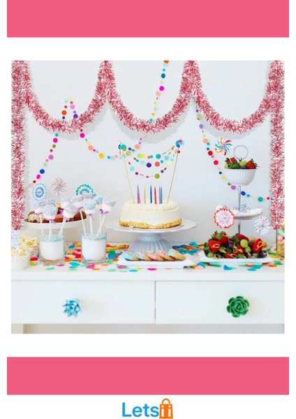 Pembe Simli Parti Süsü 2 Metre Eğlenceli Süsleme fırsatları