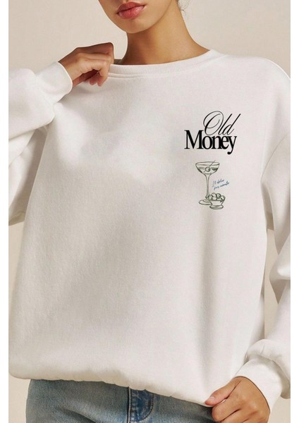 Kadın Premium Kumaş Şardonlu Baskılı Oversize Sweatshirt