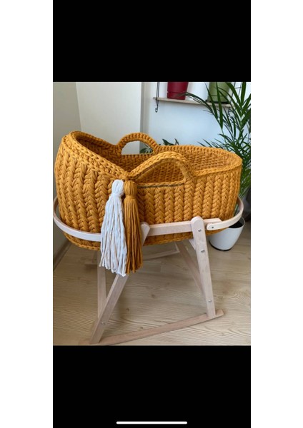 Anne Yanı Sallanır Beşik – El Örgüsü Penye Puset + Ahşap Standt modelleri