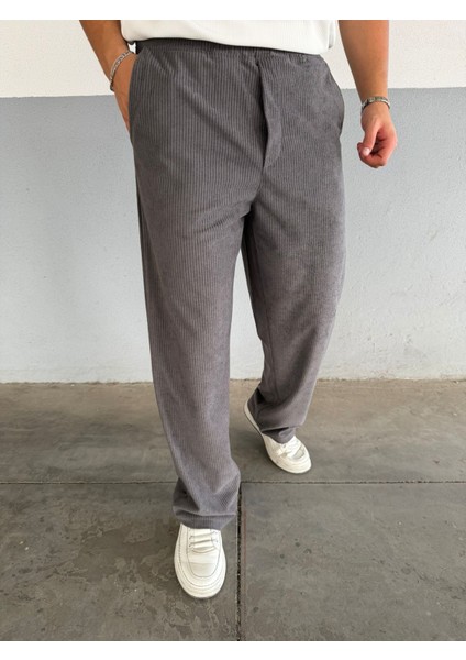 Slimfit Yakalı Astarlı Yan Cep Baggy Pantolonlu Kadife Takım modelleri