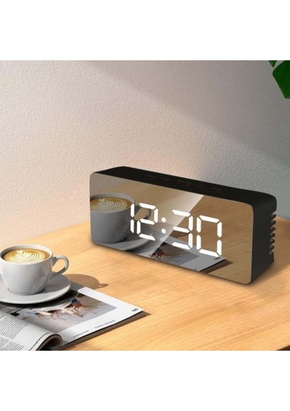 Dijital Çalar Saat Usb/pil Aynalı LED Termometre Alarm Gece Modlu Eletronik Saat