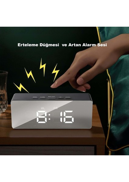 Dijital Çalar Saat Usb/pil Aynalı LED Termometre Alarm Gece Modlu Eletronik Saat fiyatları