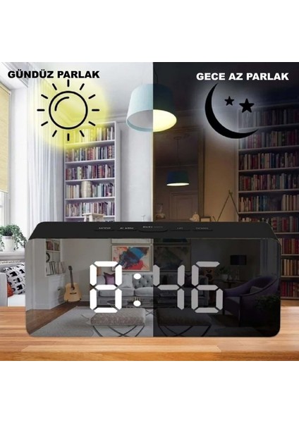 Dijital Çalar Saat Usb/pil Aynalı LED Termometre Alarm Gece Modlu Eletronik Saat modelleri