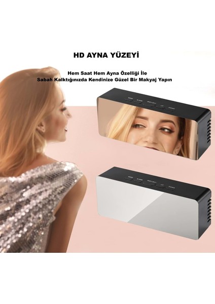 Dijital Çalar Saat Usb/pil Aynalı LED Termometre Alarm Gece Modlu Eletronik Saat fırsatları