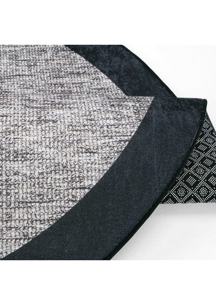 Pratico Gri Oval Makinede Yıkanabilir Kaymaz Taban Mutfak Halısı Sisal Görünüm Yumuşak Dijital Halı