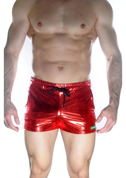 - Erkek Kırmızı Lame Short