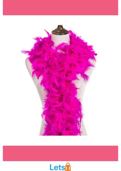 Fuşya Renk Kabarık Tüylü Otriş Boa 180 cm Gerçek Tüy Dekorasyon modelleri