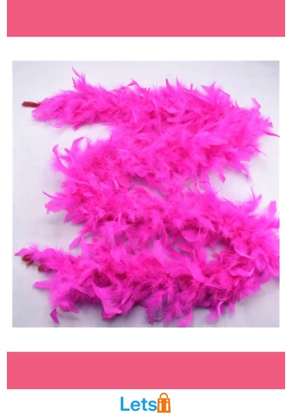 Fuşya Renk Kabarık Tüylü Otriş Boa 180 cm Gerçek Tüy Dekorasyon fırsatları