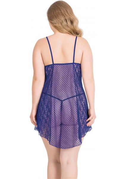 Marsilyan-Büyük Beden Saks Kısa Tül Gecelik fiyatları