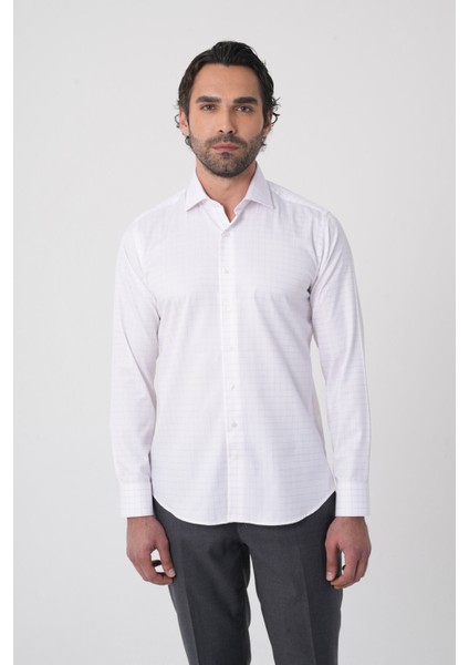 Regular Fit Italyan Yaka Pamuk Pembe Erkek Gömlek GMEKS4K242034_E29