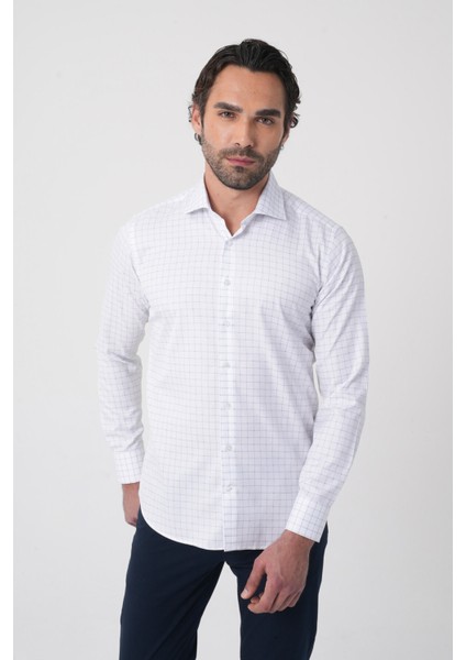 Regular Fit Italyan Yaka Pamuk Lacivert Erkek Gömlek GMEKS4K242034_E39 fiyatları