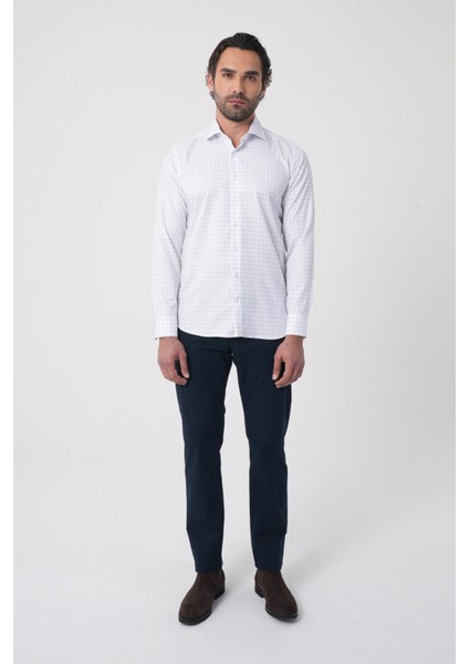 Regular Fit Italyan Yaka Pamuk Lacivert Erkek Gömlek GMEKS4K242034_E39 modelleri