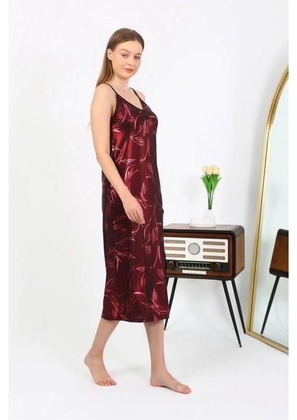 - Kadın Ip Askılı Uzun Parlak Micro Elbise Gecelik Bordo fırsatları