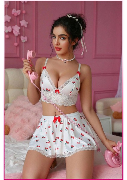 Kadın Kirazlı Fiyonklu Seksi Kostüm indirimleri