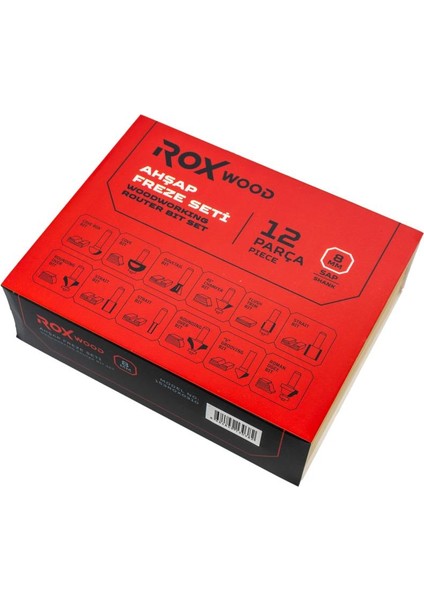 12 Parça Ahşap Freze Seti 8mm Sap