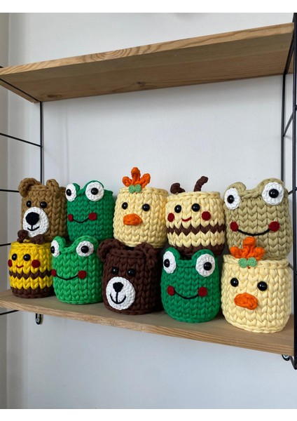 Mini El Örgüsü Kalemlik – Penye Ip Organizer (10–12 Cm) modelleri