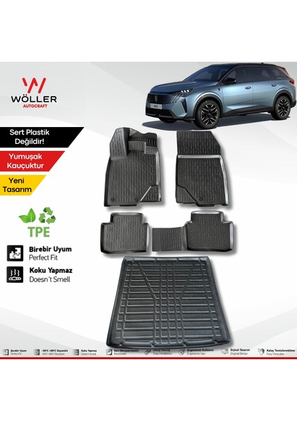 Yeni Peugeot 5008 Paspas Bagaj Havuzu Set 2025 Sonrası Uyumlu 3D Ultraflex Set