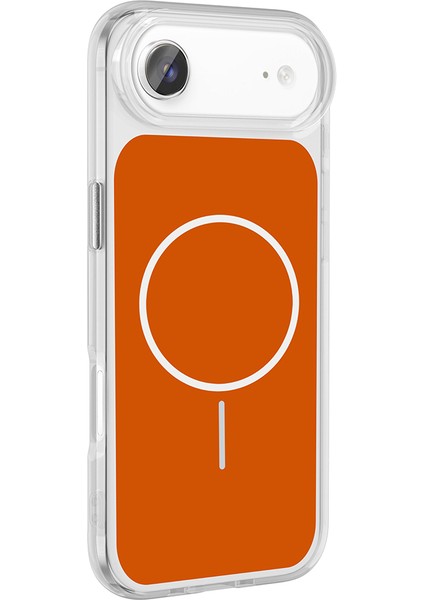 iPhone 17 Air Kılıf M-Safe Şarj Özellikli Metal Buton Tasarımlı Zore Ikonik Sert Silikon Kapak - Gri modelleri