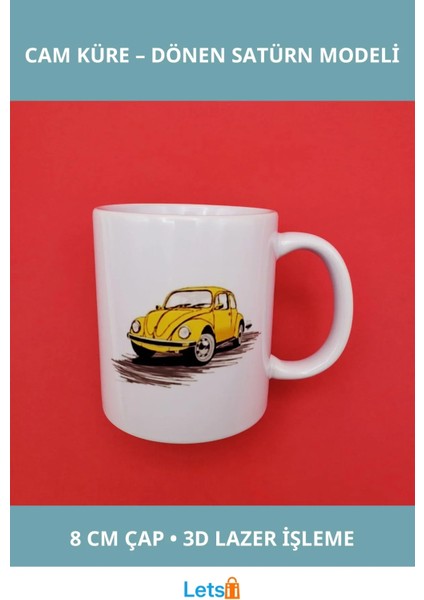 Sarı Vosvos Tasarım Vintage Porselen Kupa Bardak