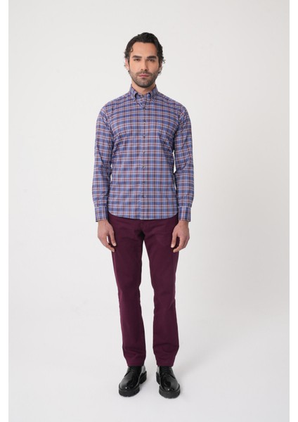 Regular Fit Paşa Yaka Pamuk Bordo Erkek Gömlek GMEKS4K242063_E25 modelleri