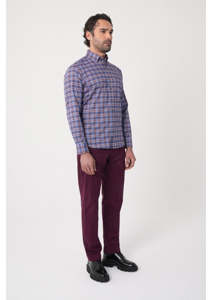 Regular Fit Paşa Yaka Pamuk Bordo Erkek Gömlek GMEKS4K242063_E25 fırsatları