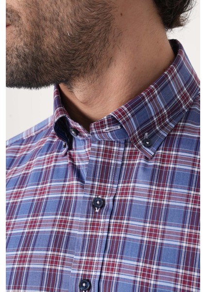 Regular Fit Paşa Yaka Pamuk Bordo Erkek Gömlek GMEKS4K242063_E25 indirimleri