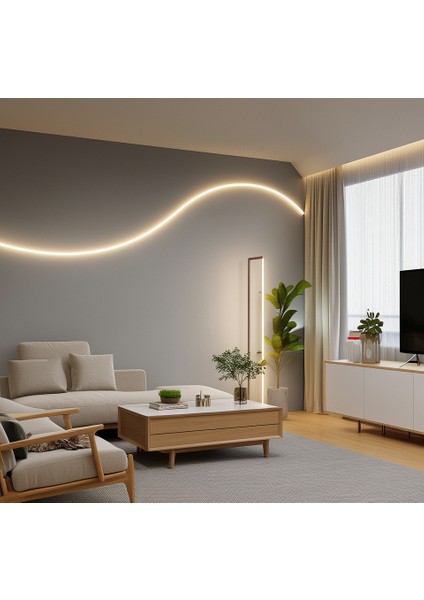 Rıshang Dış Mekan Uyumlu Hortum - 12V 6X12MM Esnek Neon LED - 1 Cm'de Kesilir - 3 Yıl Garanti - Crı > 90