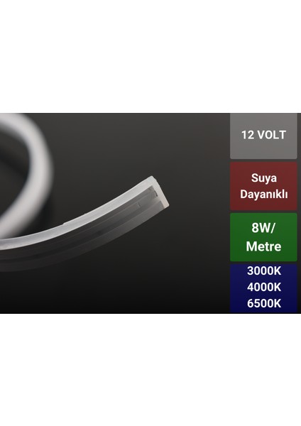 Rıshang Dış Mekan Uyumlu Hortum - 12V 6X12MM Esnek Neon LED - 1 Cm'de Kesilir - 3 Yıl Garanti - Crı > 90 fiyatları