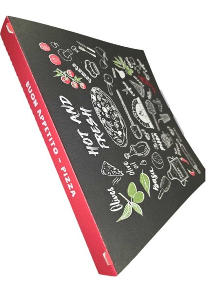 32 cm Renkli Pizza Kutusu Mix Baskılı 32 x 32 x 3 cm -150 Adet modelleri
