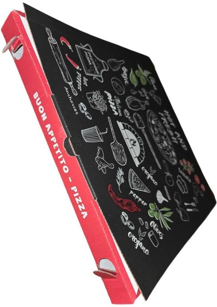 32 cm Renkli Pizza Kutusu Mix Baskılı 32 x 32 x 3 cm -150 Adet fırsatları