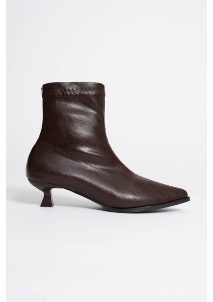 Areon Premium Acı Kahve Streç Bilekli Fermuarlı Topuklu Bot modelleri