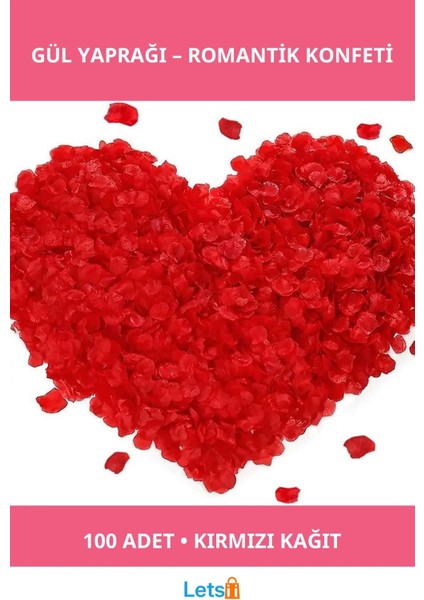 Kırmızı Renk Gül Yaprağı Şekilli Konfeti Kağıdı 100 Adet