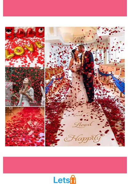 Kırmızı Renk Gül Yaprağı Şekilli Konfeti Kağıdı 100 Adet fırsatları