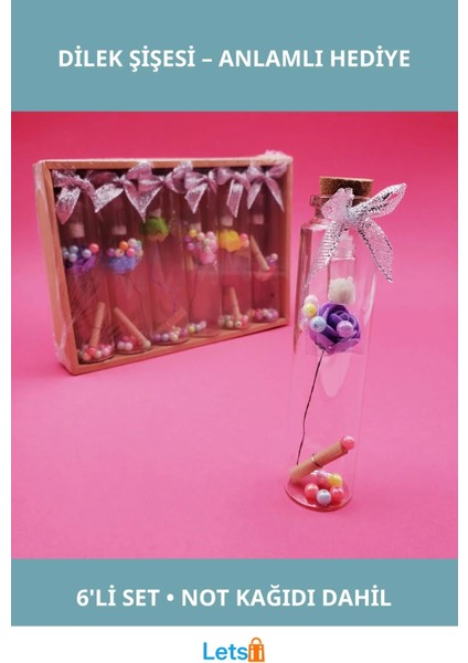 6'lı Şık Dilek Şişesi Hediye Seti