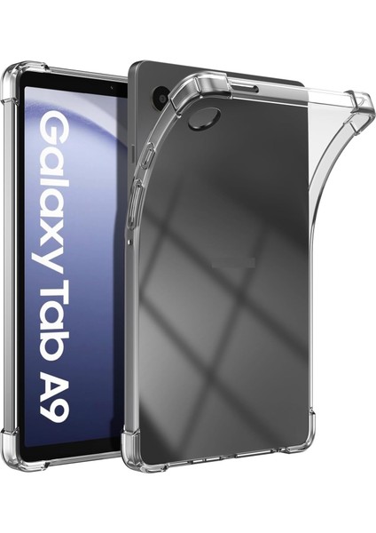 Samsung Galaxy Tab A9 8.7 Inç Tablet Kılıfı Anti Shock Kenarlı Darbe Önler Silikon Şeffaf Köşe Korumalı